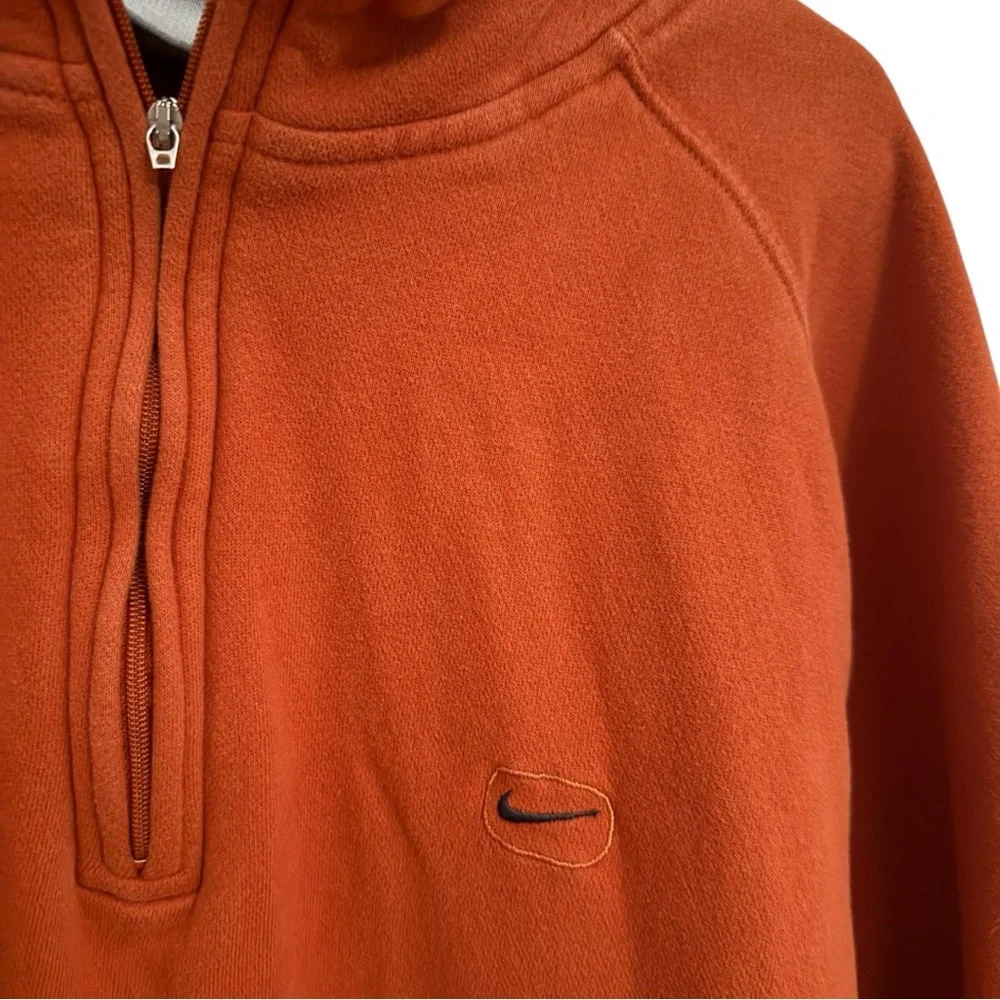 Nike Vintage Y2K Burnt Orange One Quarter Zip Pullover Sweatshirt Swoosh Mens XL - Picture 3 of 7